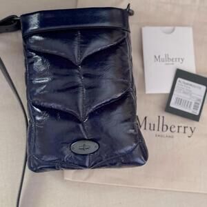 Mulberry Softie Phone Pouch Glossy Smooth Sapphire NWT